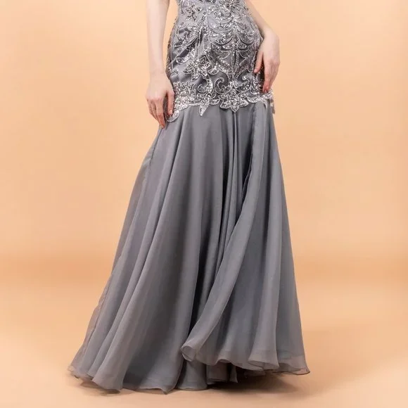 NEW OFF SHOULDER SLEEVELESS A-LINE STRAPLESS EMBROIDERED SEQUINS DRESS GL1147